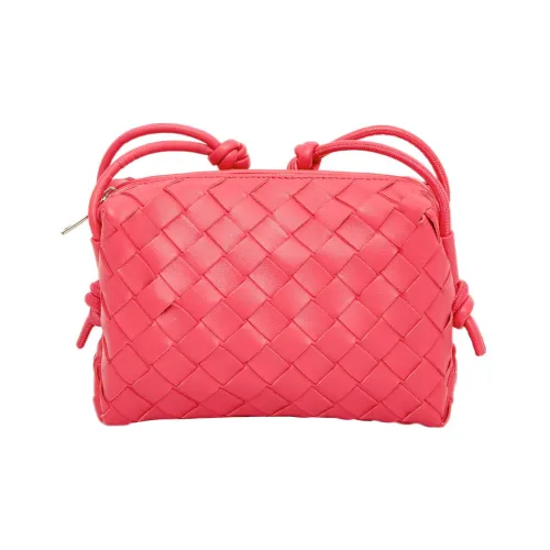 Bottega Veneta Intrecciato Loop Shoulder Bag Dark Pink