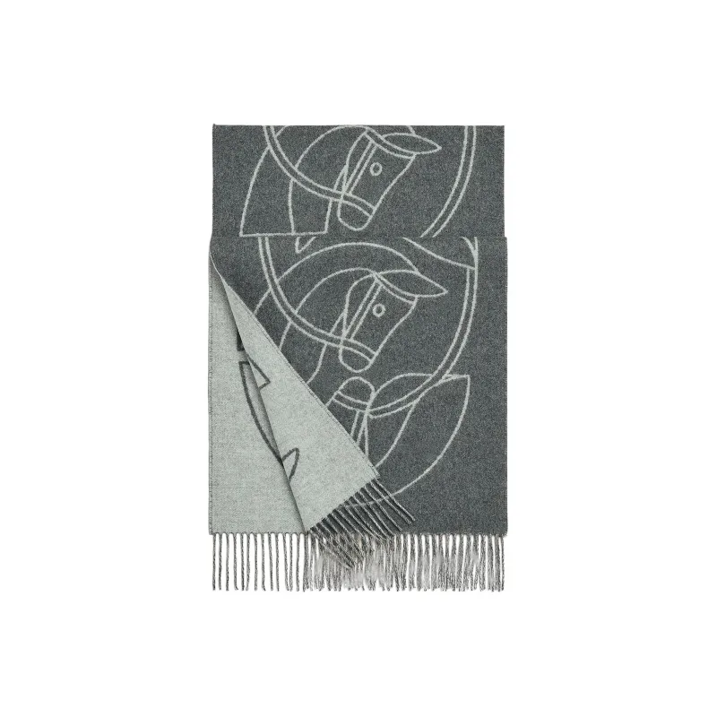 HERMES Casaque Entrelacs Equestres Knit Scarves Unisex-0