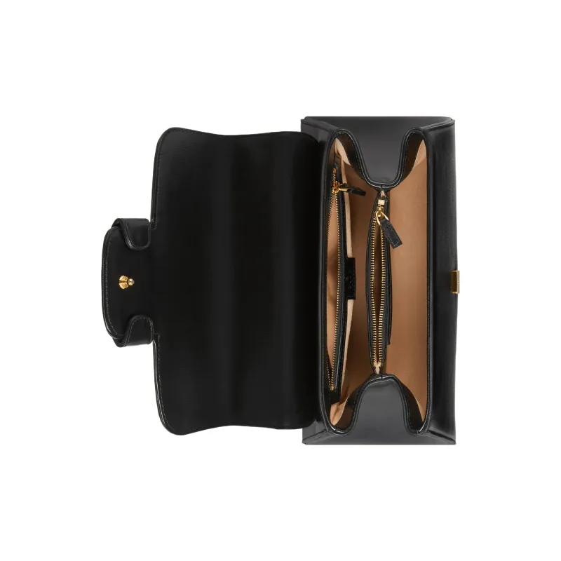 GUCCI Horsebit 1955 Leather Shoulder Bag Crossbody Bag Handbag Medium Size Women's Black-6