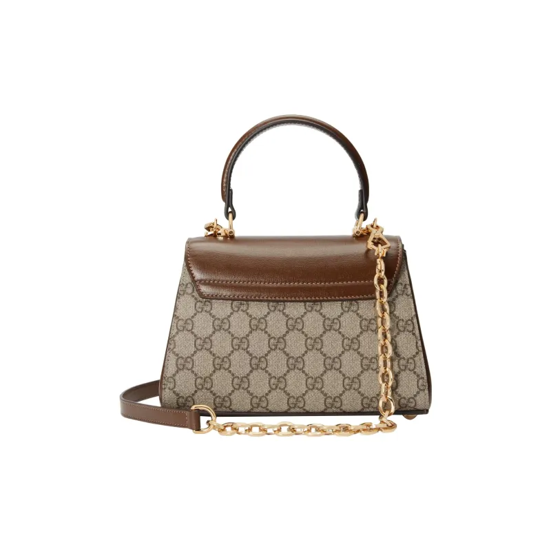 GUCCI Horsebit 1955 Canvas With Leather Shoulder Bag, Crossbody Bag, Handbag Mini Women's Brown/Ebony-4