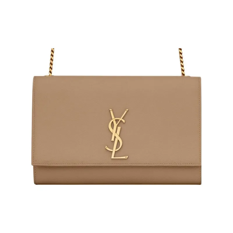 SAINT LAURENT KATE Calfskin Shoulder Bag Crossbody Bag Medium Size Women's Taupe-0