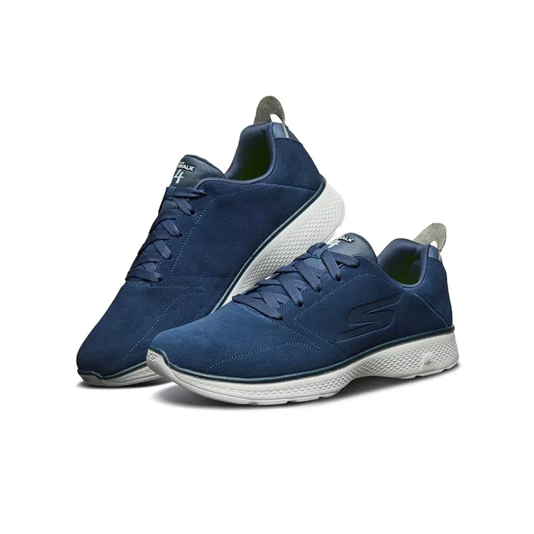 Skechers Go Walk 4 Cushioned Anti-Slip And Wear-Resistant Lightweight Mid-Top Casual Shoes Men's Blue Gray-2