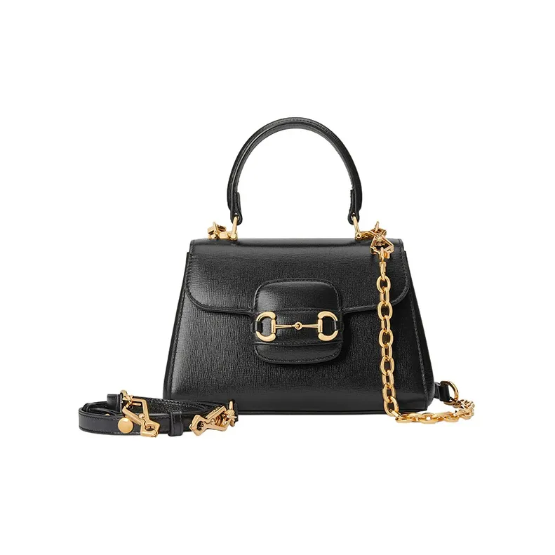 GUCCI Horsebit 1955 Leather Shoulder Bag, Crossbody Bag, Handbag Mini Women's Black-1