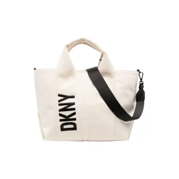 DKNY Cotton Tote Bag Shopping Bag Portable Crossbody Bag Shoulder Bag Women's Light Brown
