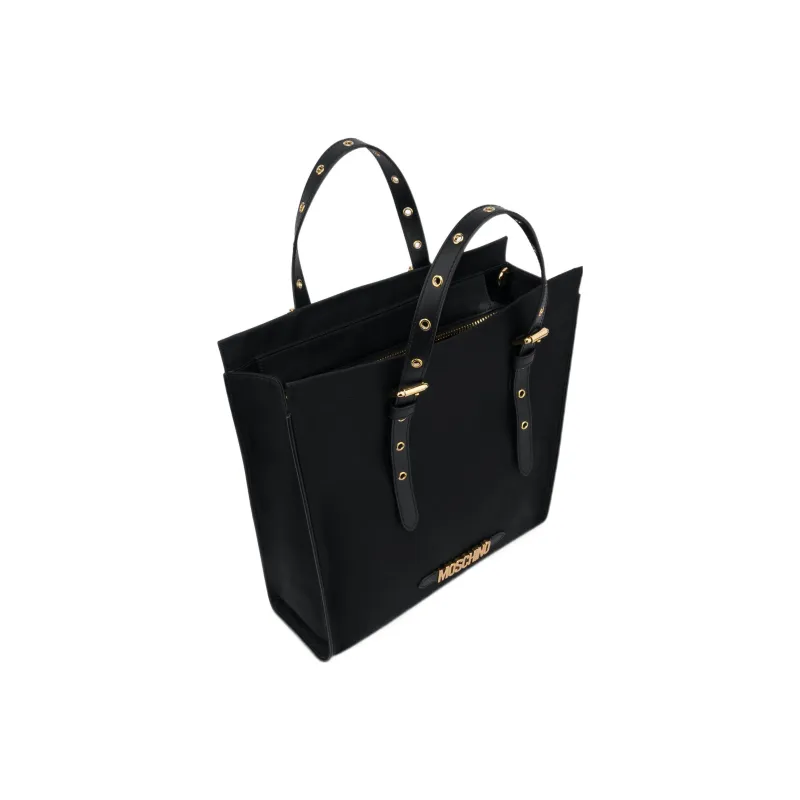 MOSCHINO Cotton Tote Bag Shopping Bag Handbag Shoulder Bag Women's Black-1