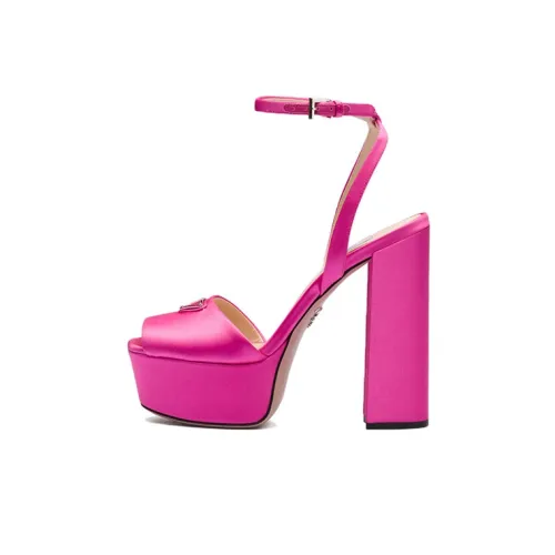 PRADA 135mm Platform Sandals Begonia Pink Satin