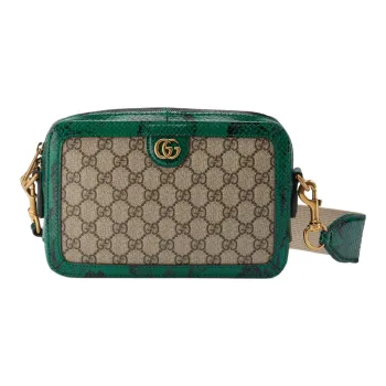 GUCCI Supreme Canvas With Python Print Trim Crossbody Bag, Shoulder Bag Men's