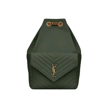 SAINT LAURENT Leather Backpack Women's Dark Green