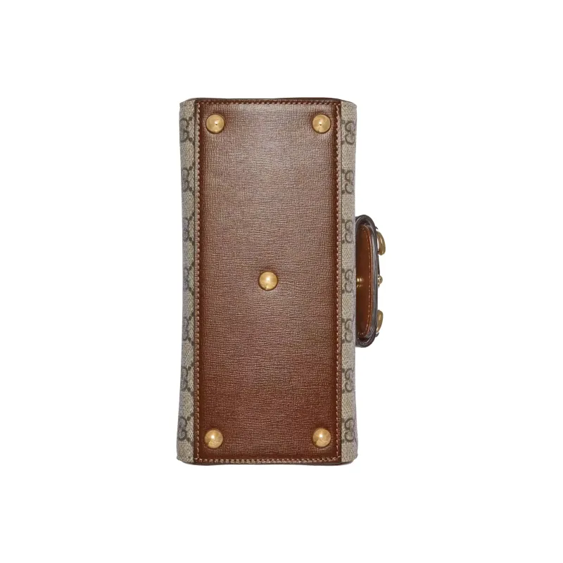 GUCCI Horsebit 1955 Canvas With Leather Shoulder Bag, Crossbody Bag, Handbag Mini Women's Brown/Ebony-5