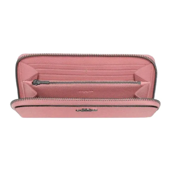COACH Wallet Crisscross Leather Clutches Card Holder Wallet Women's Light Pink-1