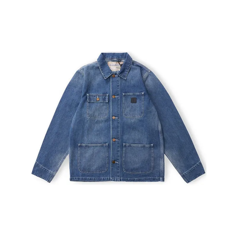 TEKABLU FW22 Suit Collar Loose Fit Straight Long-Sleeved Denim Jacket Men's Denim Blue-1