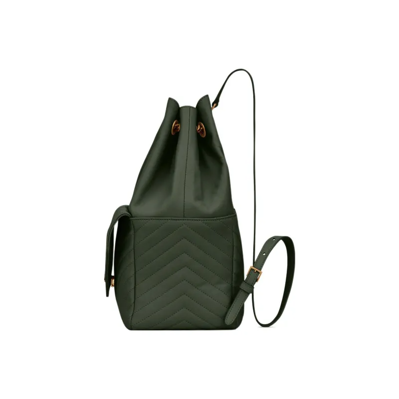 SAINT LAURENT Leather Backpack Women's Dark Green-1