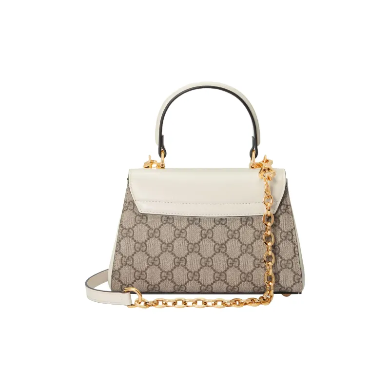 GUCCI Horsebit 1955 Canvas With Leather Shoulder Bag Crossbody Bag Handbag Mini Women's White/Ebony-4