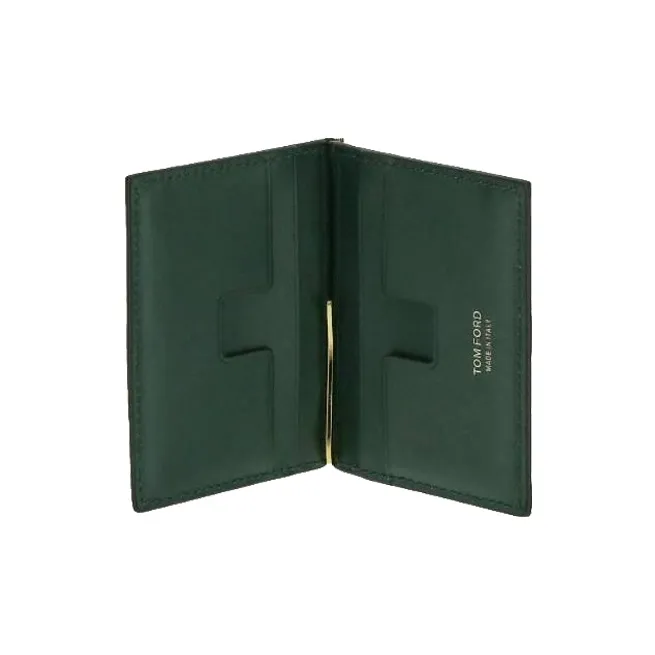 TOM FORD Calfskin Wallet Men's Green-3