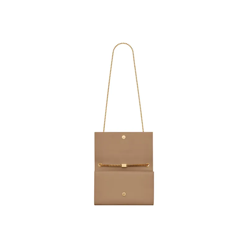 SAINT LAURENT KATE Calfskin Shoulder Bag Crossbody Bag Medium Size Women's Taupe-5
