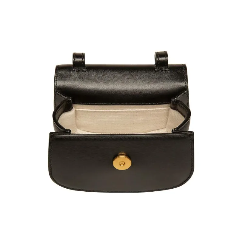 BALLY Emblem Cow Leather Fanny Pack Handheld Shoulder Bag Crossbody Bag Mini Women's Black-2