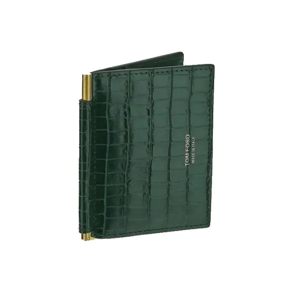 TOM FORD Calfskin Wallet Men's Green-1