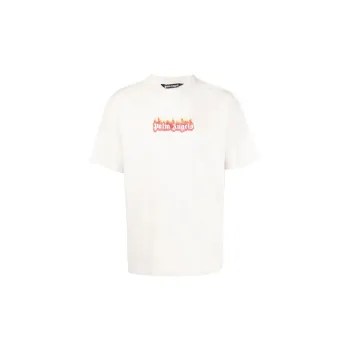 PALM ANGELS Garment Dye Burning Logo Classic T Shirt