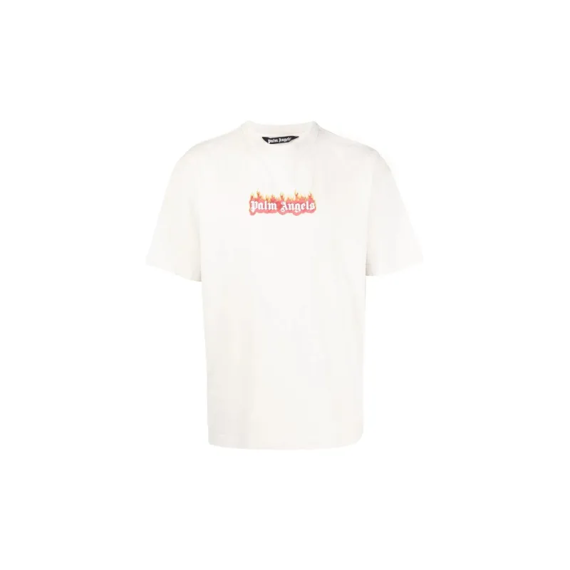 PALM ANGELS Garment Dye Burning Logo Classic T Shirt-0