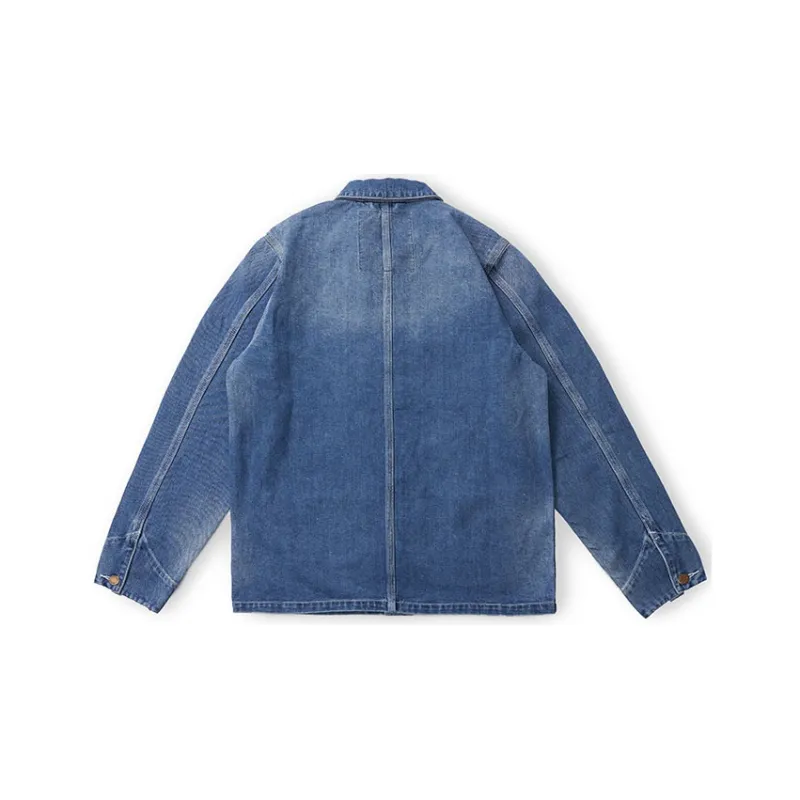 TEKABLU FW22 Suit Collar Loose Fit Straight Long-Sleeved Denim Jacket Men's Denim Blue-2