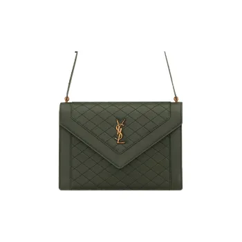 SAINT LAURENT GABY Quilting Sheepskin Envelope Bag Portable Crossbody Bag Shoulder Bag Women's Dark Green