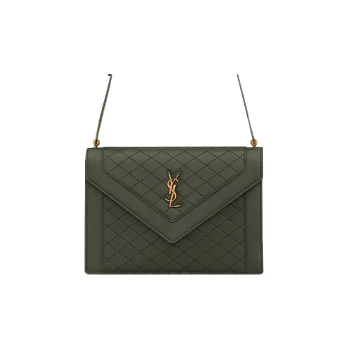 SAINT LAURENT skirt Quilting Sheepskin Envelope Bag Portable Crossbody Bag Shoulder Bag Women's Dark Green