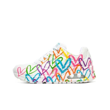 Skechers Uno Cushioned Slip Resistant Abrasion Resistant Low Top Casual Shoes Women's White Multicolor