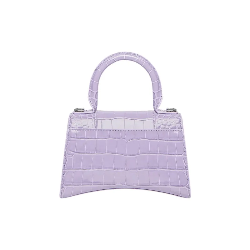 Balenciaga Hourglass Top Handle Xs Crocodile Embossed Lilac-1