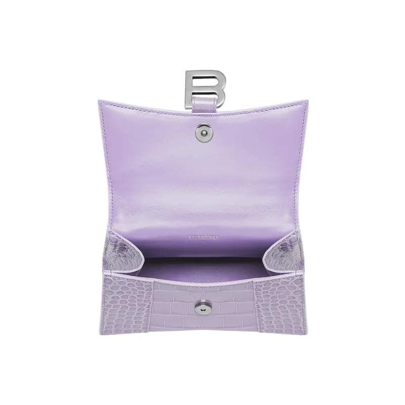 Balenciaga Hourglass Top Handle Xs Crocodile Embossed Lilac-4