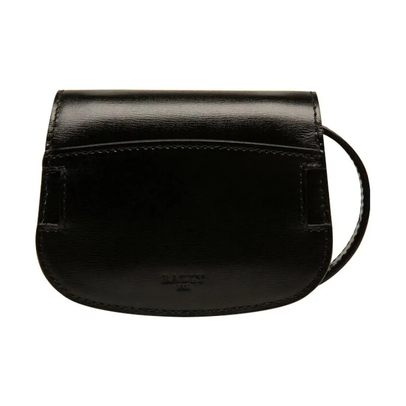 BALLY Emblem Cow Leather Fanny Pack Handheld Shoulder Bag Crossbody Bag Mini Women's Black-1