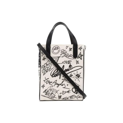 Golden Goose Cotton Patchwork Leather Shoulder Bag Crossbody Bag Handbag Women's White/Black