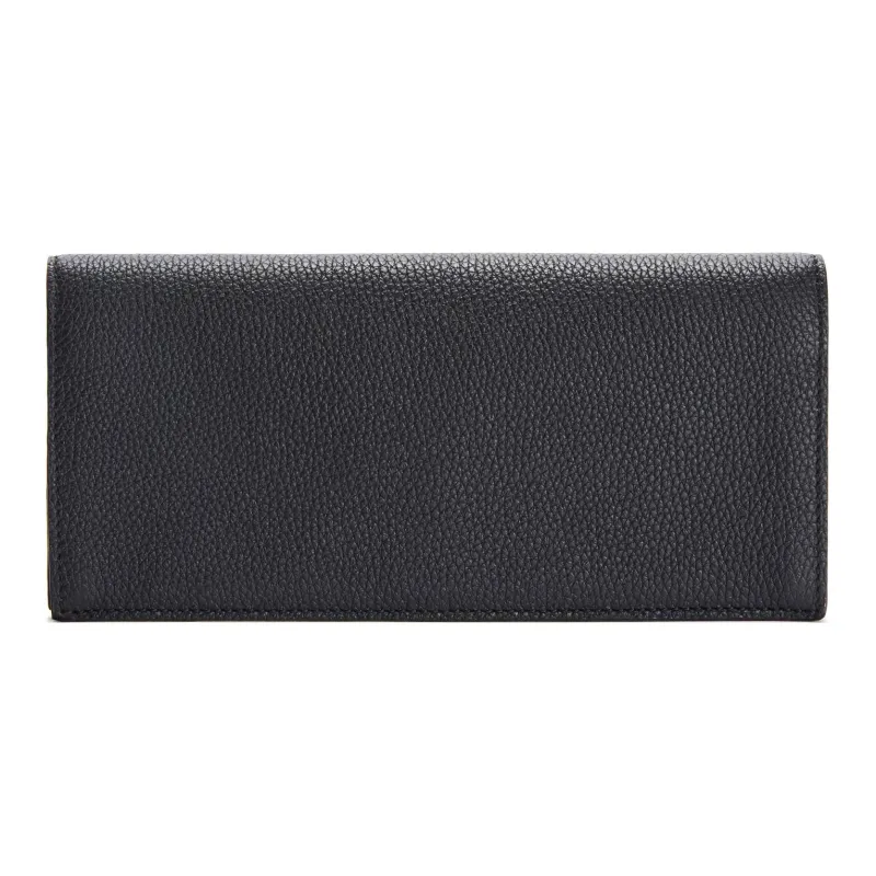 LOEWE Soft Grained Cow Leather Long Wallets Men's Black-3