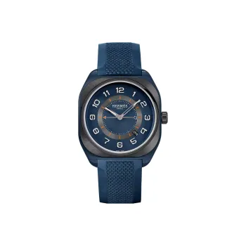 HERMES H08 Collection Wrist Watch Automatic Mechanical Movement Rubber Strap Blue Dial Men's W056950WW00