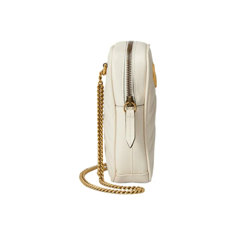 GUCCI GG Marmont Leather Coin Purse Mini Women's White-3