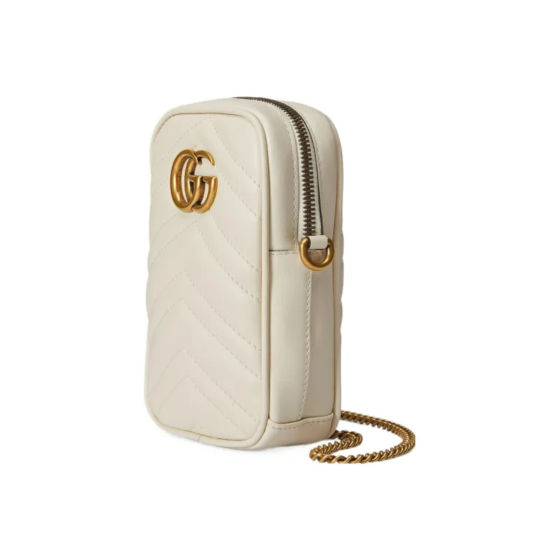 GUCCI GG Marmont Leather Coin Purse Mini Women's White-1