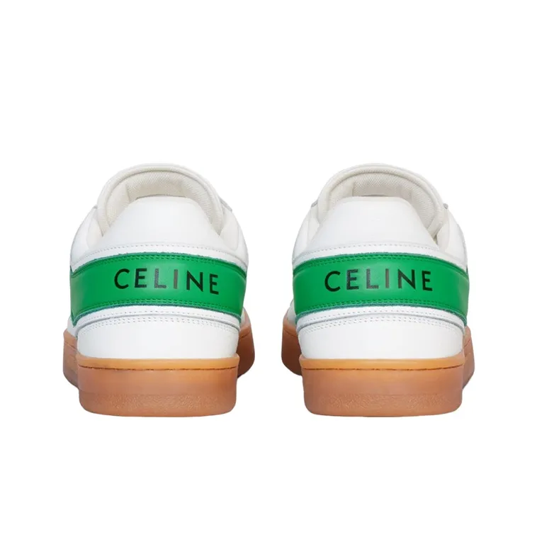 CELINE Trainer Low Top Stylish Skateboarding Shoes Women's White Green-4