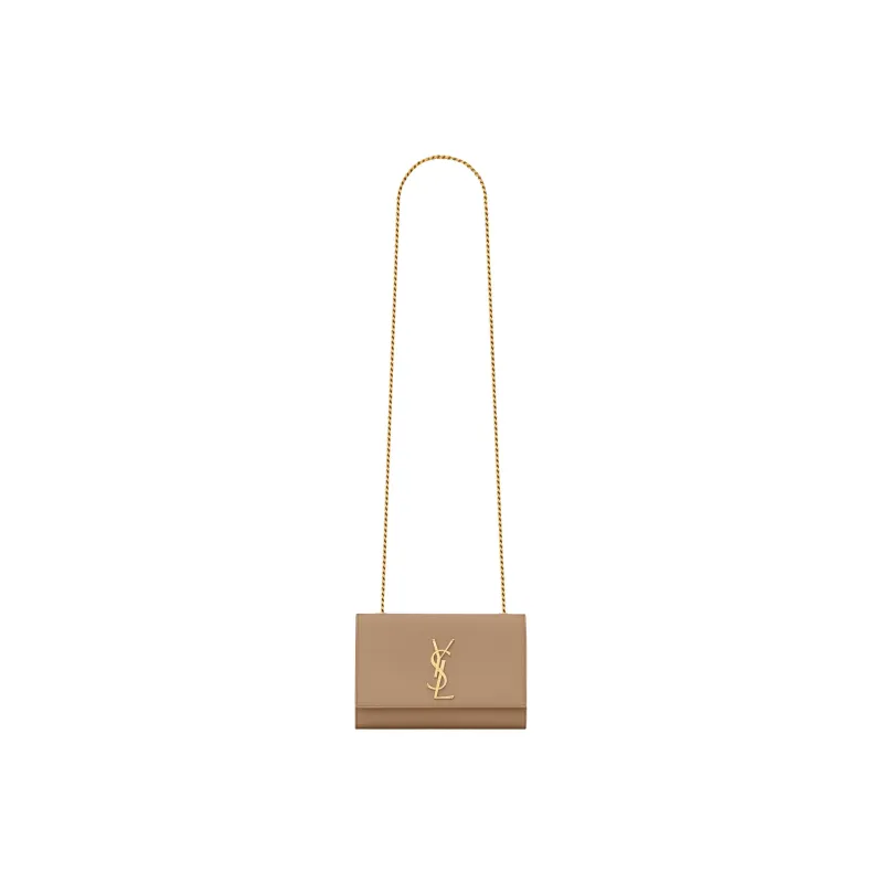 SAINT LAURENT KATE Calfskin Shoulder Bag Crossbody Bag Small Size Women's Taupe-1