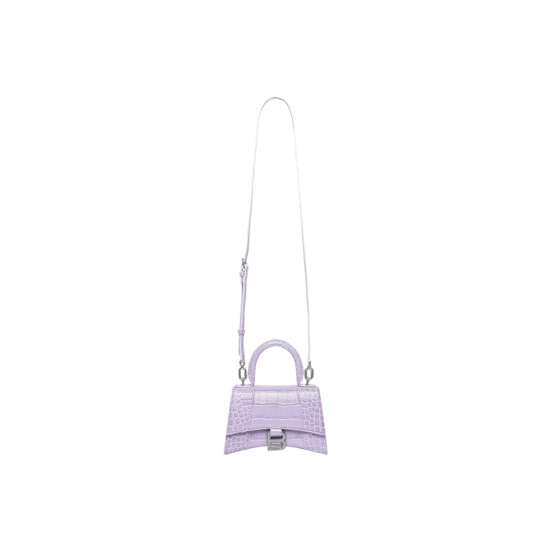 Balenciaga Hourglass Top Handle Xs Crocodile Embossed Lilac-5