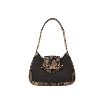 MICHAEL KORS Hally Cow Leather Crossbody Bag, Shoulder Bag Small Size Women's Brown