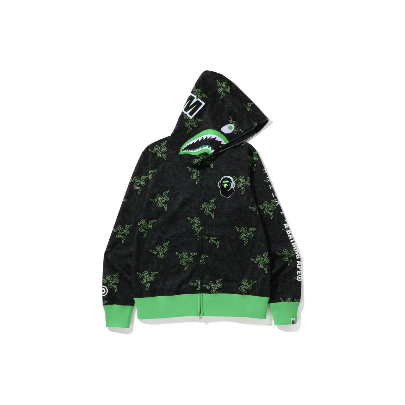 A BATHING APE X Razer Neon Camo Shark Full Zip Hoodie XXL POIZON