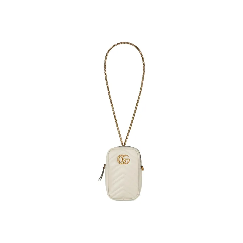 GUCCI GG Marmont Leather Coin Purse Mini Women's White-6