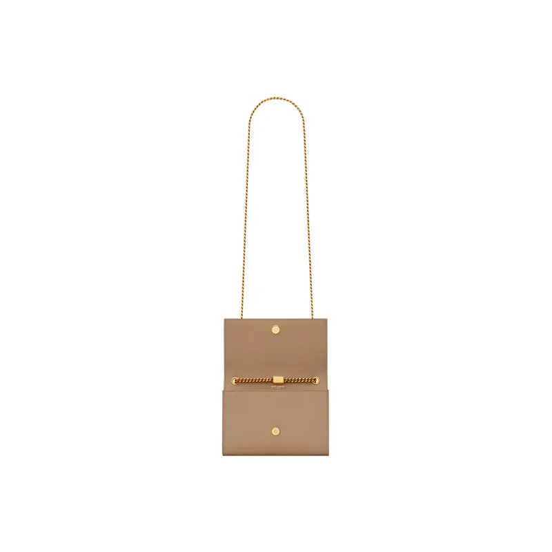 SAINT LAURENT KATE Calfskin Shoulder Bag Crossbody Bag Small Size Women's Taupe-5