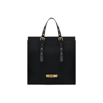 MOSCHINO Cotton Tote Bag Shopping Bag Handbag Shoulder Bag Women's Black