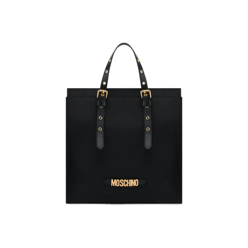 MOSCHINO Cotton Tote Bag Shopping Bag Handbag Shoulder Bag Women's Black-0