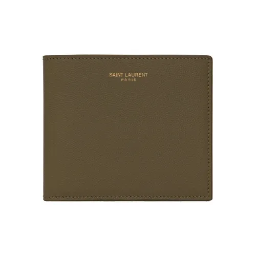 SAINT LAURENT PARIS Leather Wallet Men's Light Green