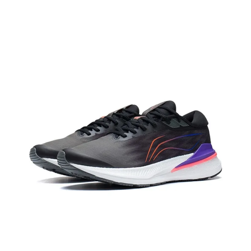 LiNing Light Cushioning Anti-Slip And Wear-Resistant Breathable Rebound Low-Top Running Shoes Men's Black Purple-2