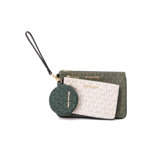 MICHAEL KORS Jet Set Artificial Leather Coin Purse Clutch Women's Gray Green/White/Green