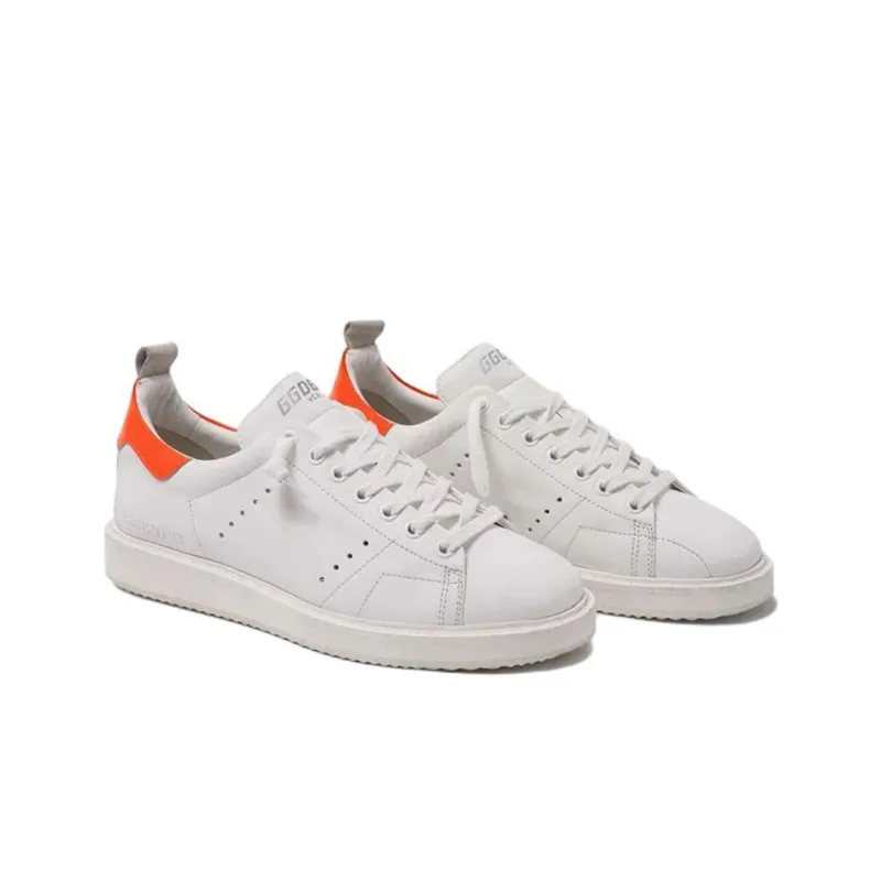 Golden Goose GGDB Starter Stylish Skateboarding Shoes Men's White Orange-2