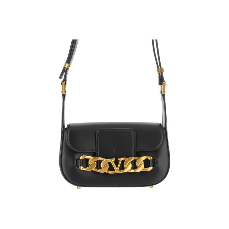 Valentino Vlogo Calfskin Messenger Bag Shoulder Bag Crossbody Bag Women's Black-0