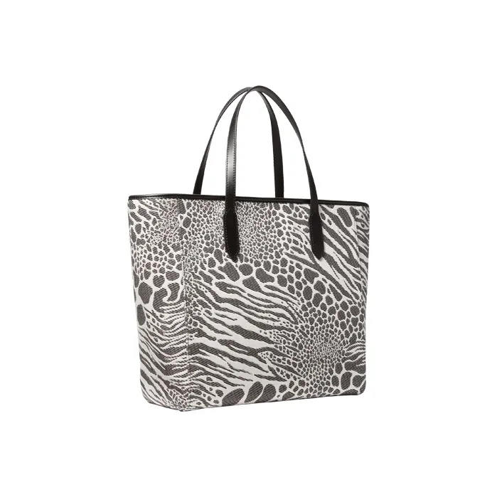 MICHAEL KORS Sinclair Polyurethane Tote Bag, Shopping Bag, Handbag Women's Black & Ecru-1
